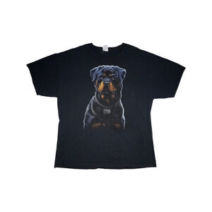 Vintage Fear Rottweiler Dog Graphic T-Shirt Black Single Stitch 90s XL
